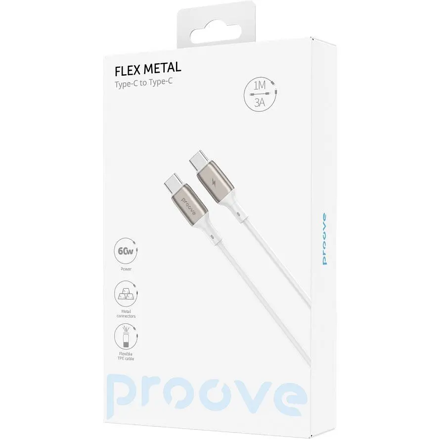 Кабель Proove Flex Metal USB-C to USB-C 60W 1m White (CCFM60002202) [130347] - фото 2
