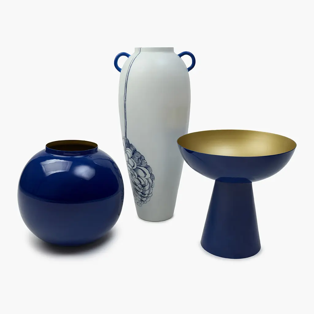 Ваза MBM HOME Элизиум железная глубокий синий - золотой 230х230х210 мм (VB-05 DEEP BLUE/GOLD) - фото 8