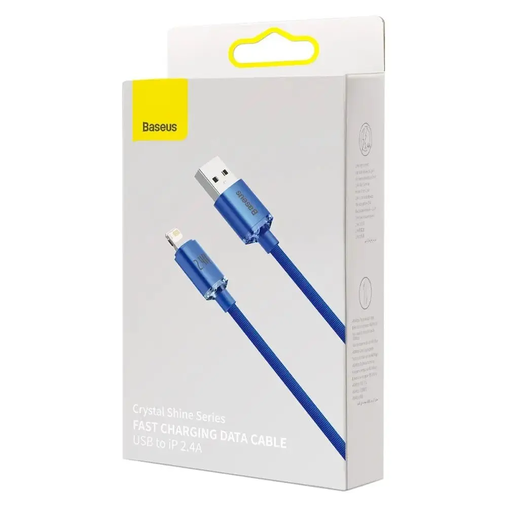 Кабель Baseus Crystal Shine USB - Lightning (M/M), 2.4A, 2 м Blue (CAJY000103) - фото 6