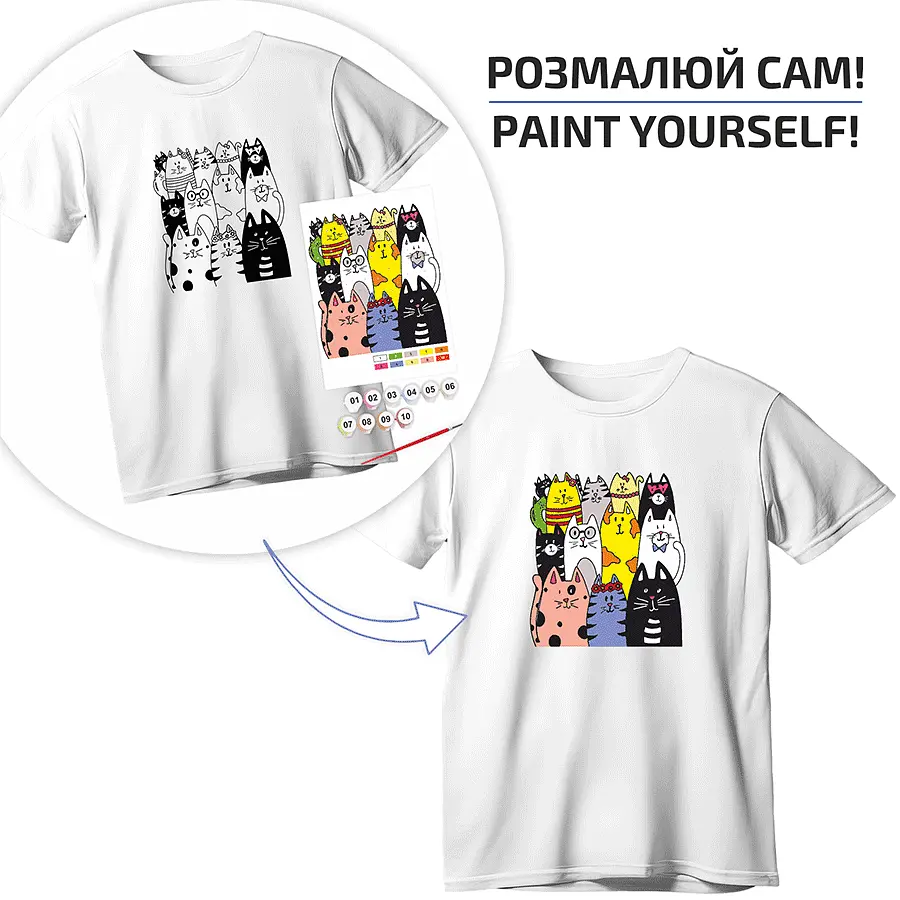 Футболка-розмальовка, Котики , бавовна 100%, розмір S, ROSA Talent - фото 2