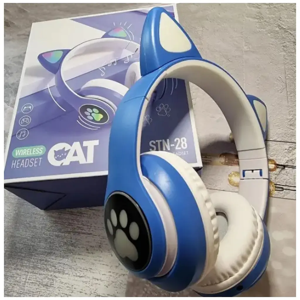 Бездротові дитячі навушники Cat Ear VZV-23M Bluetooth з котячими вушками сині - фото 2