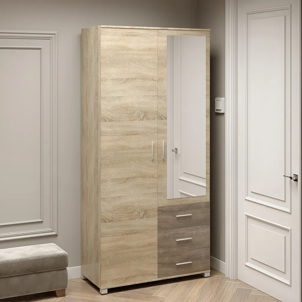 Шафа Еверест Бриз ШП-4 2-х дверна з дзеркалом Сонома/Трюфель (DTM-2480) - фото 2