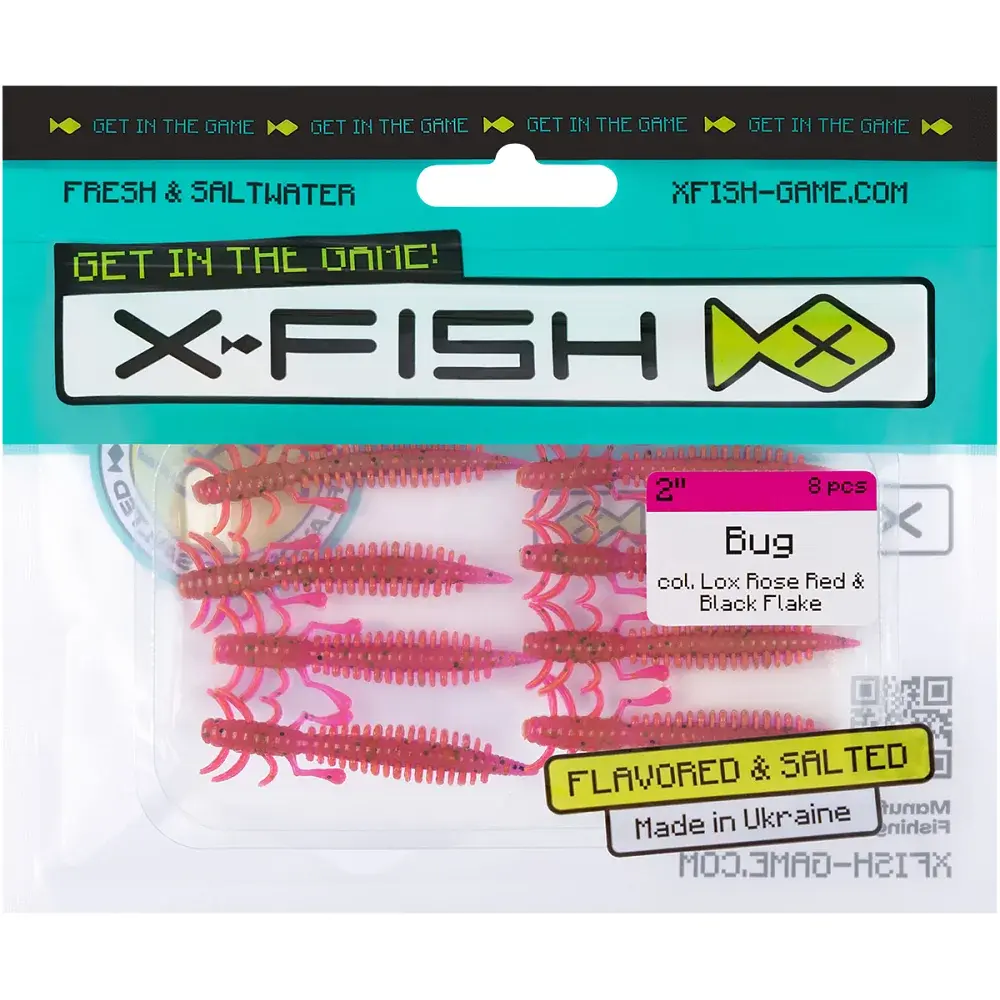 Силікон X-Fish Bug 2" Lox Rose Red & Black Flake (8шт/уп) - фото 2