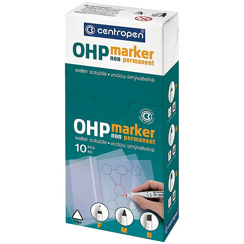 Маркер Centropen Non-Permanent ОНР 2646 F 0.6 мм синій упаковка 10 шт. (2646/03) - фото 2