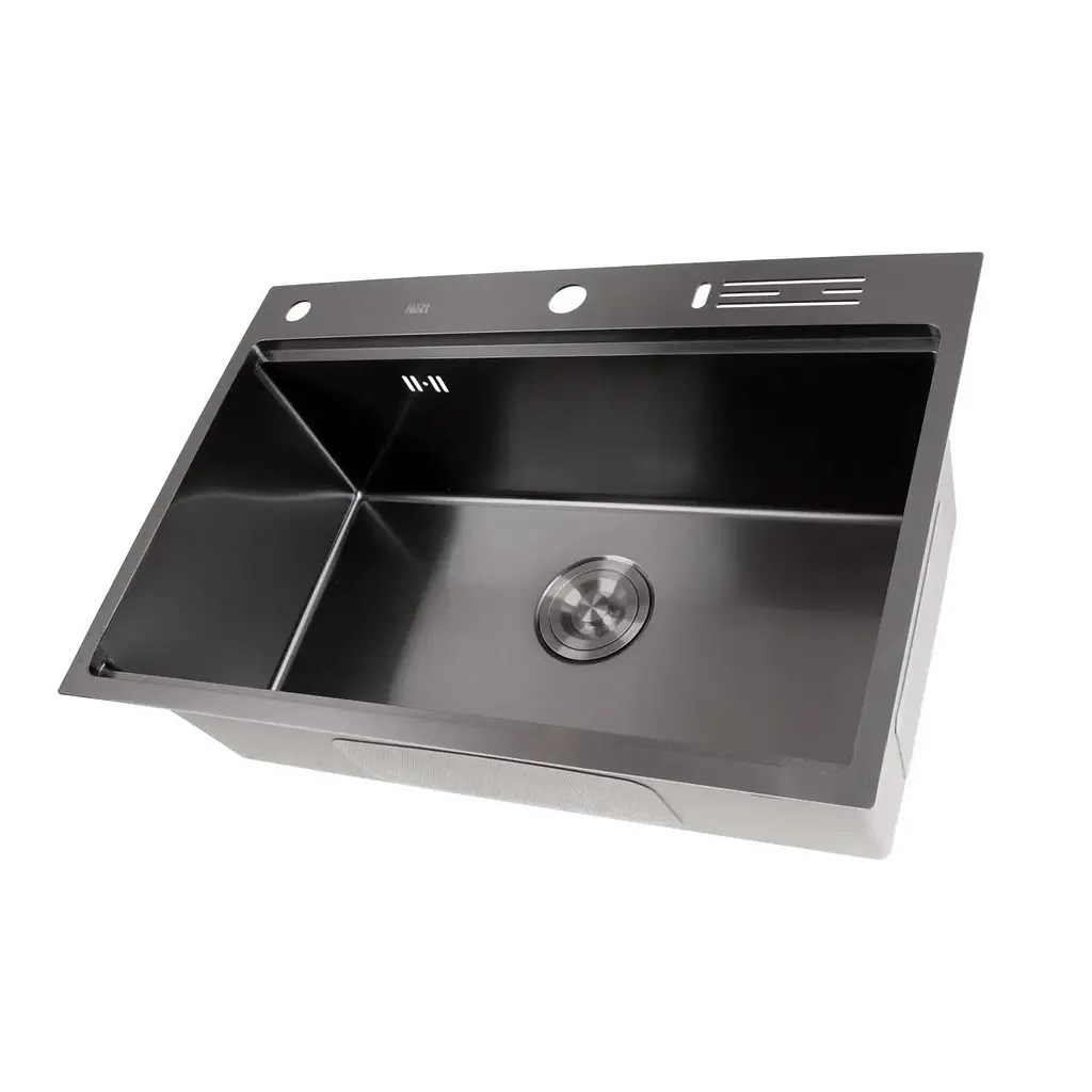 Комплект чорної мийки на кухню та змішувача з нержавіючої сталі 1мм NB-7048 - фото 3