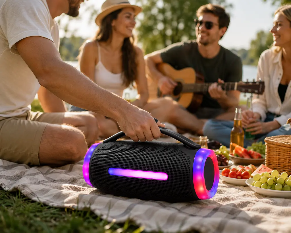 Колонка MS-3643BT-W / Колонка Bluetooth з мікрофоном / Акустика з RGB-підсвічуванням - фото 2