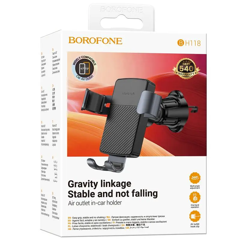 Автодержатель Borofone BH118 Refined Black/Metal gray - фото 2