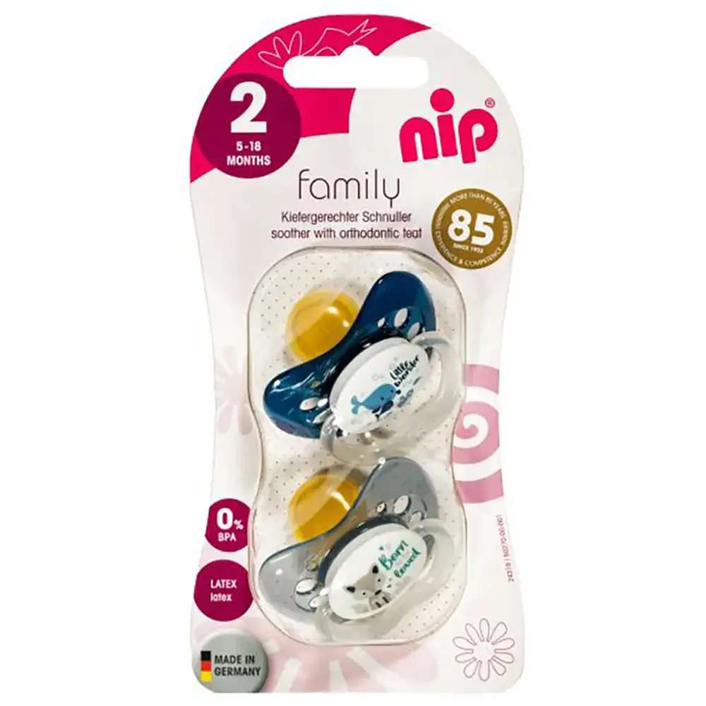 Пустушка Nip Моя сім'я №2, Х, 5-18 міс., кит та вовк, 2 шт. (38679-51) - фото 2