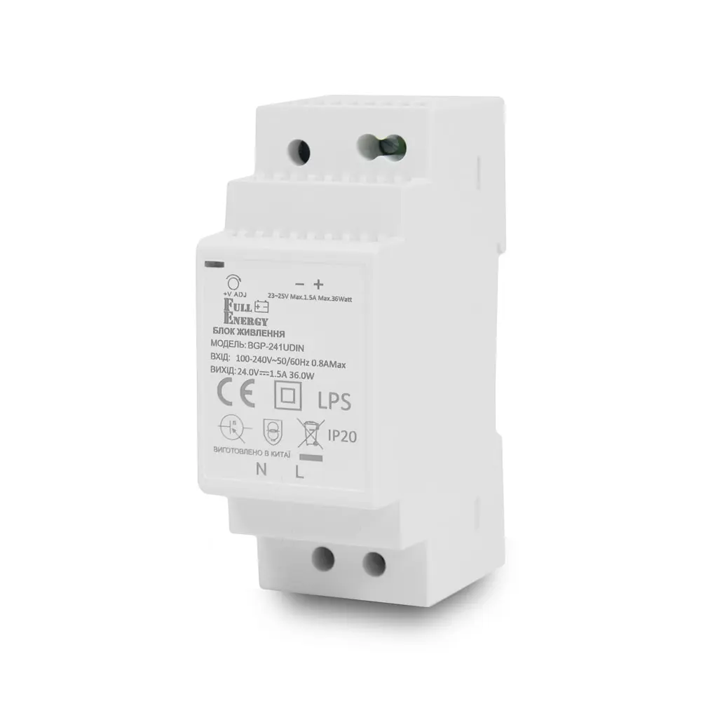 Блок живлення Full Energy BGP-241UDIN 24 В/1.5 А для кріплення на DIN рейку
