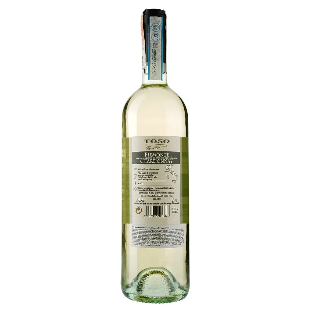 Вино Toso Piemonte Chardonnay DOC, белое, сухое, 12%, 0,75 л (AL2621) - фото 2