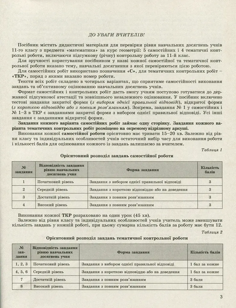 Геометрія 11 клас. Зошит для самостійних та тематичних контрольних робіт - фото 2