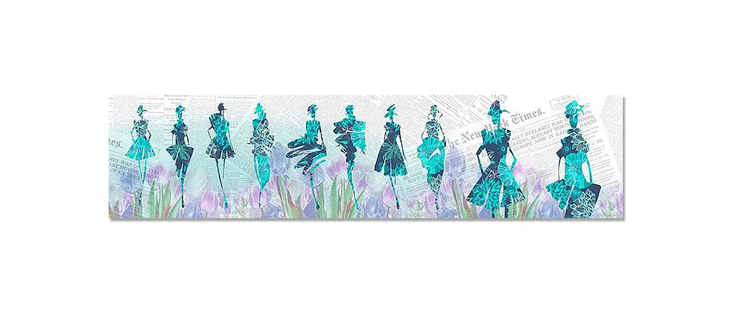 Вініловий кухонний фартух Happy Pocket Мода 02 наклейка для кухні силуети фешн Люди Блакитний 60х250 см Z181450 - фото 7