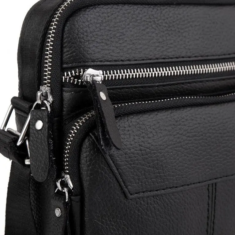 Сумка чоловіча шкіряна Tiding Bag через плече Чорна - фото 5