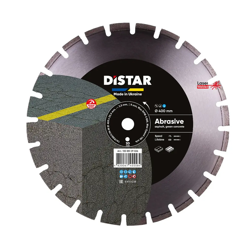 Алмазний диск по асфальту Distar Bestseller Abrasive 1A1RSS/C1N-W 400x3,5/2,5x25,4-11,5-24-ARP 40x3,5x6+3 R195