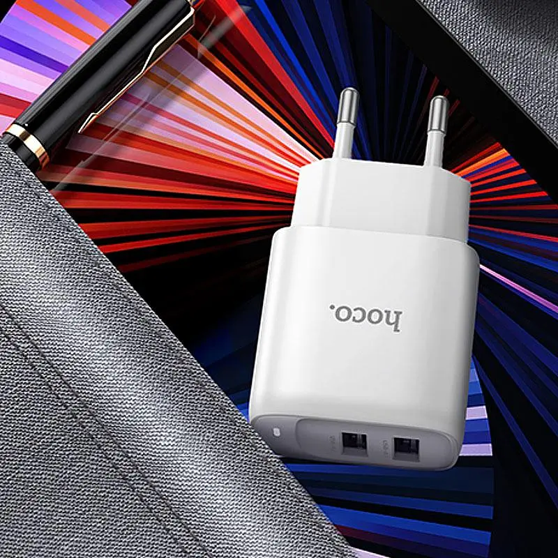 Мережевний зарядний пристрій Hoco C141A Smart 2.1A 2USB-A White - фото 4