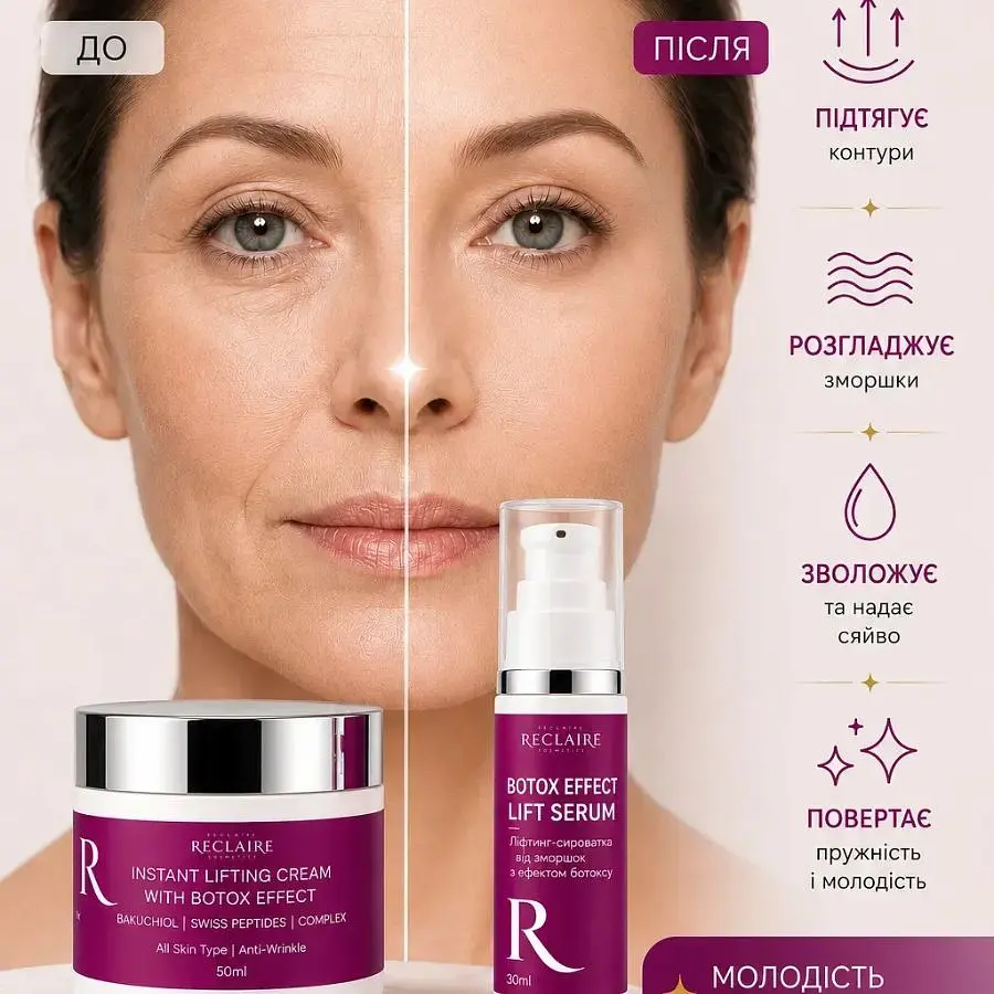 Набір проти зморшок з ефектом ботоксу без ін’єкцій Anti-Wrinkle Set with Botox Effect Reclaire cosmetics - фото 3