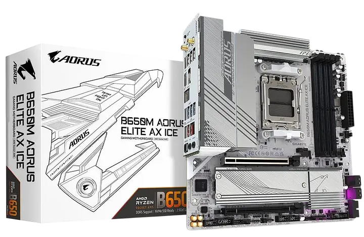 Материнська плата Gigabyte B650M Aorus Elite AX Ice Socket AM5 (B650M A ELITE AX ICE) Б/В