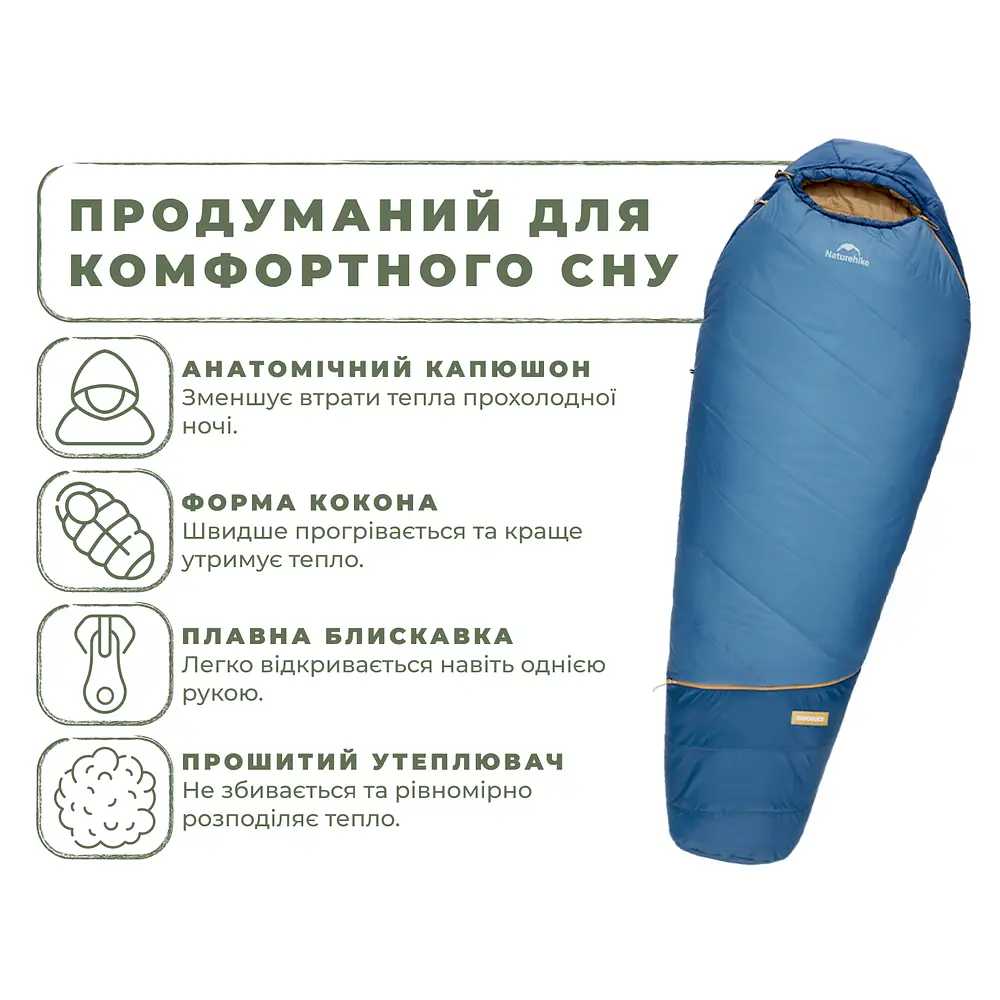 Спальник Naturehike Pro MG120 CNK2550WS044, p-p L, блакитний - фото 5