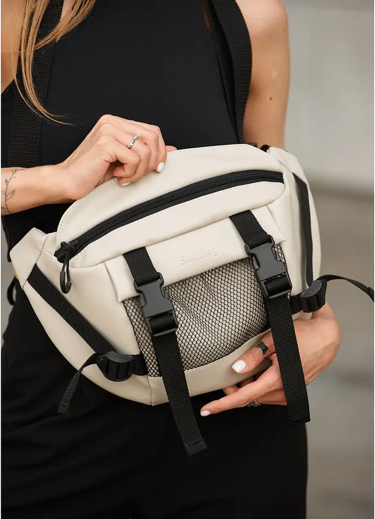 Жіноча сумка бананка Sambag Dynamicdart сіра 38 × 21 × 7 см (80411030) - фото 10