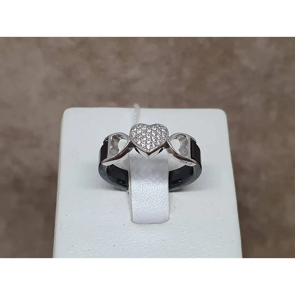 Срібне кільце Aurora з керамікою і фіанітами. С1101Ч 16,5 - фото 4