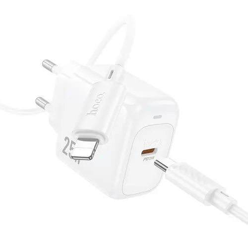 Мережевий зарядний пристрій Hoco CS53A Surplus single port PD25W charger set(C to iP) білий - фото 5