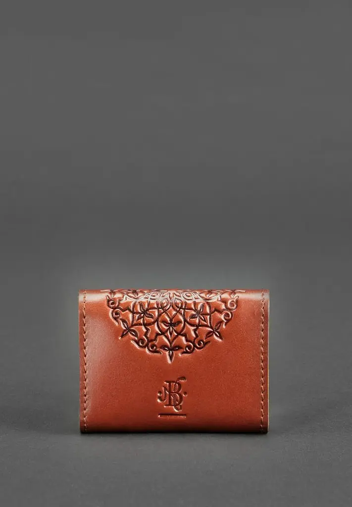 Шкіряний кард-кейс 3.0 світло-коричневий з мандалою - фото 6