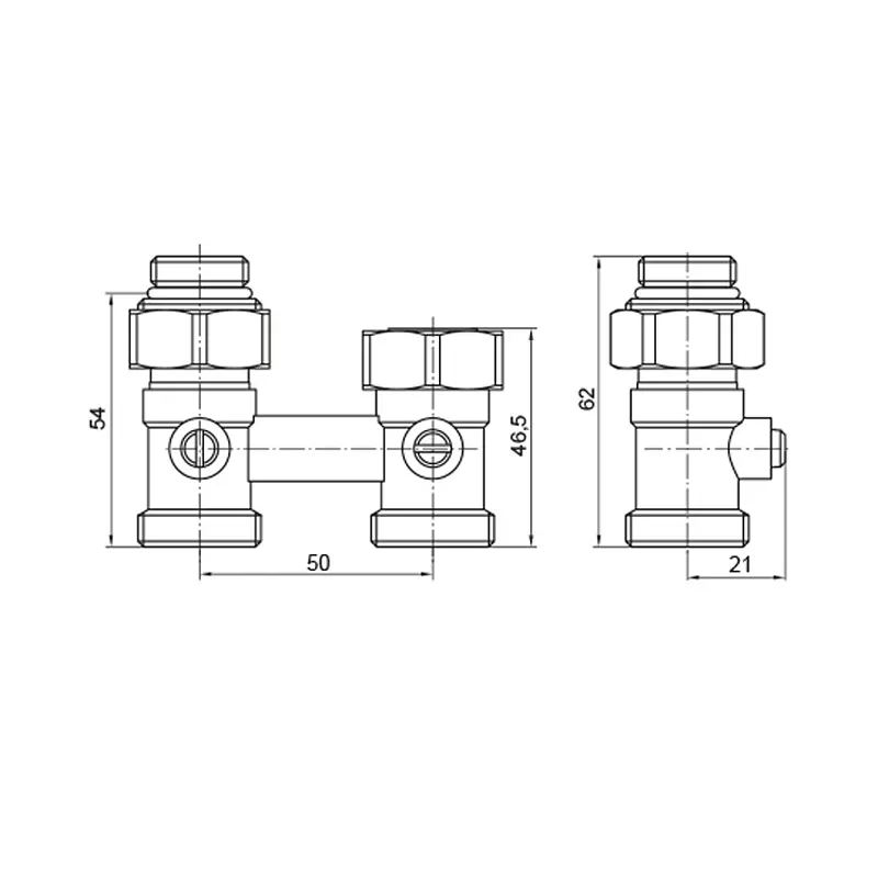 Вузол нижнього підключення радіатора Koer 3/4"x1/2" прямий KR.1133 KR3114 - фото 2