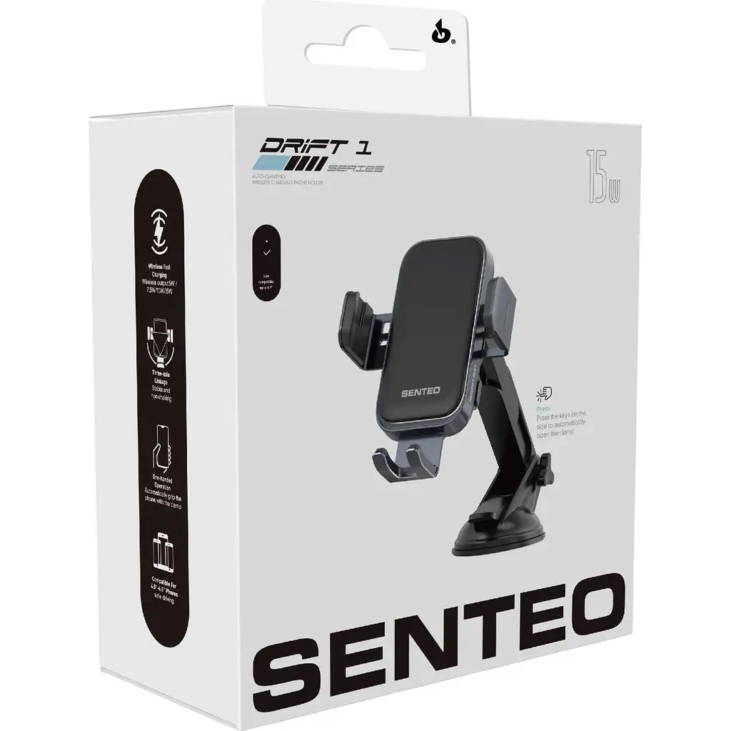 Автотримач із бездротовою зарядкою Senteo SH-01 Drift 1 Wireless Charging 15W Dashboard Black [171633] - фото 2