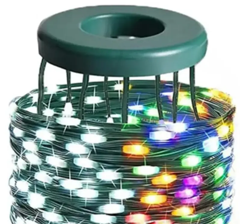Гірлянда кольорова RGB світлодіодна LED кінський хвіст з кільцем на ялинку USB з пультом ДУ 2 метри 10 ниток - фото 2