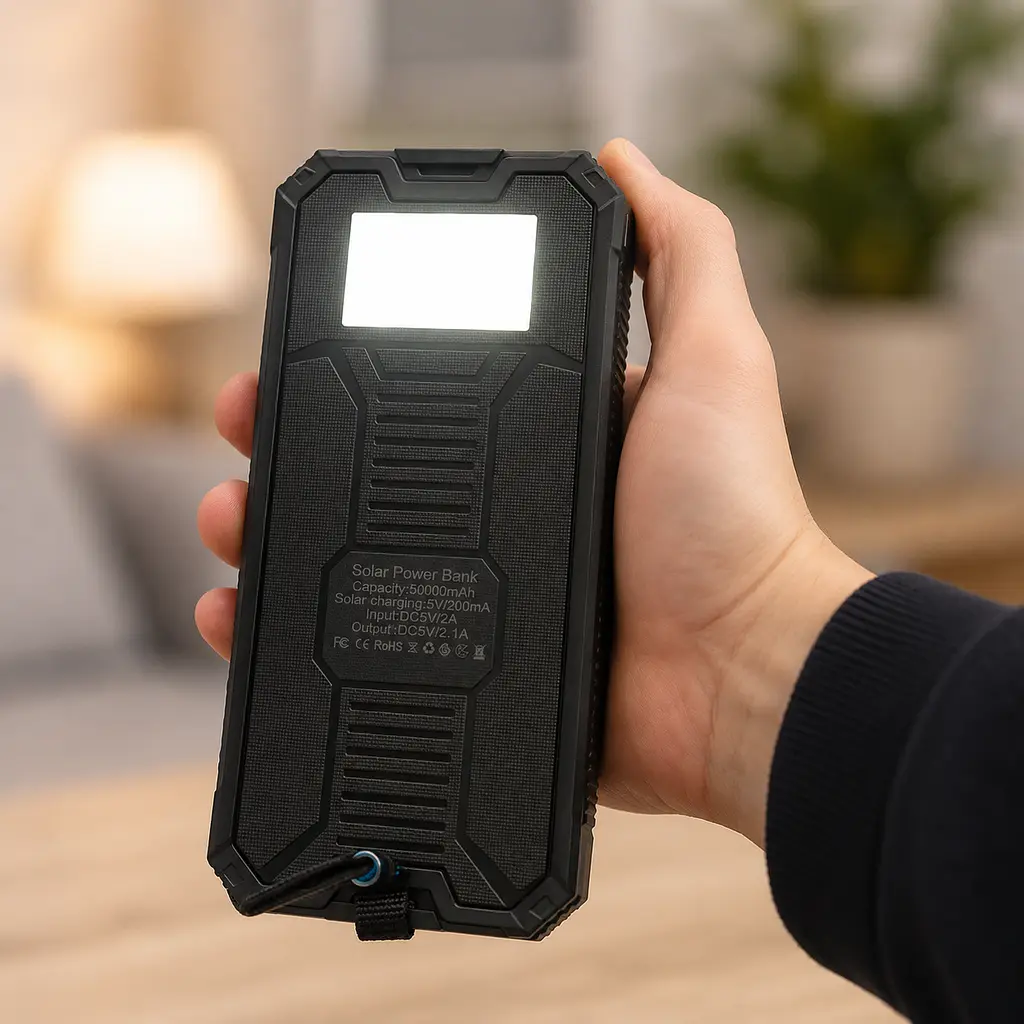 Павербанк Solar 50000 mAh / Портативний акумулятор / Сонячний повербанк з ліхтариком - фото 4
