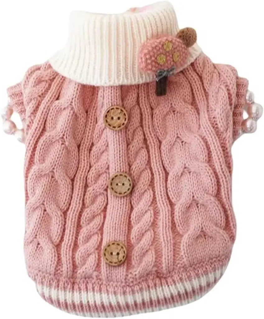 В'язаний светр Derby Classic Dog Winter Sweater Pink для собак, котів і цуценят, S Рожевий - фото 5