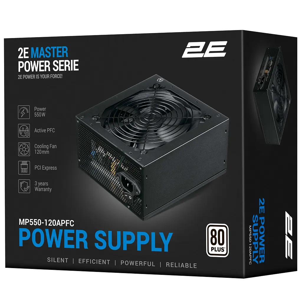 2E Блок живлення Master Power (550W), >80%, 80+ White, 120мм, 1xMB 24pin(20+4), 1xCPU 8pin(4+4), 3xMolex, 5xSATA, 2xPCIe 8pin(6+2) - фото 9