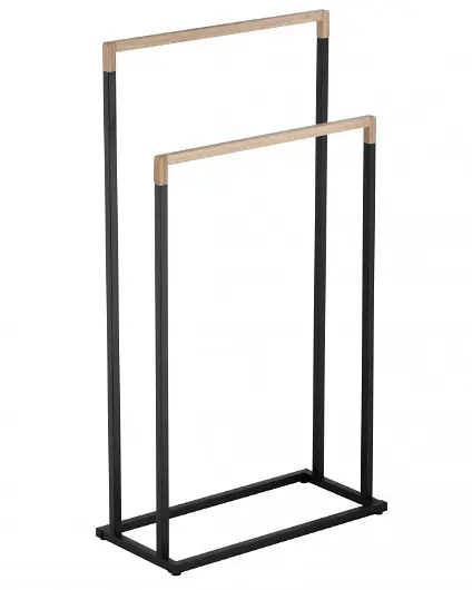 Вешалка для полотенец Yoka Zola black bamboo P.ZOLA-2-BLK, Черный матовый - фото 2