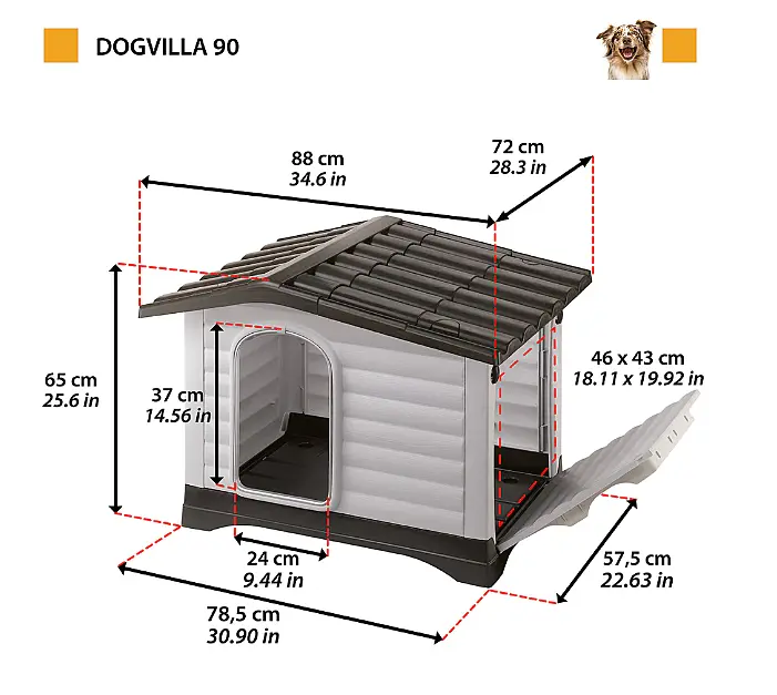 Будиночок для собак Ferplast Dogvilla 90 термопластиковий сірий 88×72×65 см 87255099 - фото 11