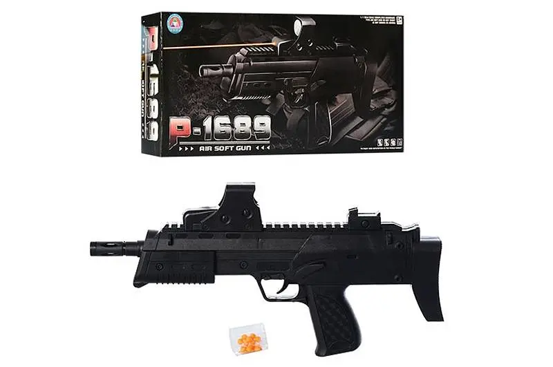 Іграшковий автомат на кульках кульки Air Soft Gun P1689A, на батарейках, коробка 38x19, 5x3 см