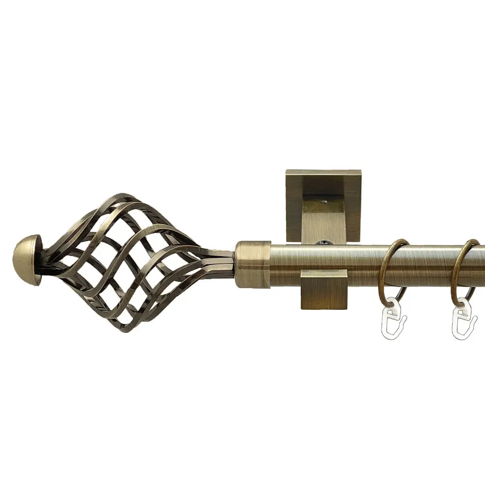 Карниз Orvit Арезо металевий однорядний техно гладка труба кільце металеве Антик 25 мм 240 см (00-00025810)