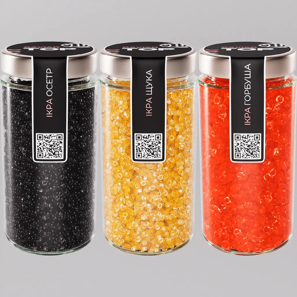 Ікра "Горбуша+Осетр+Щука" CapsFood імітована в Банці 500+500+500 г