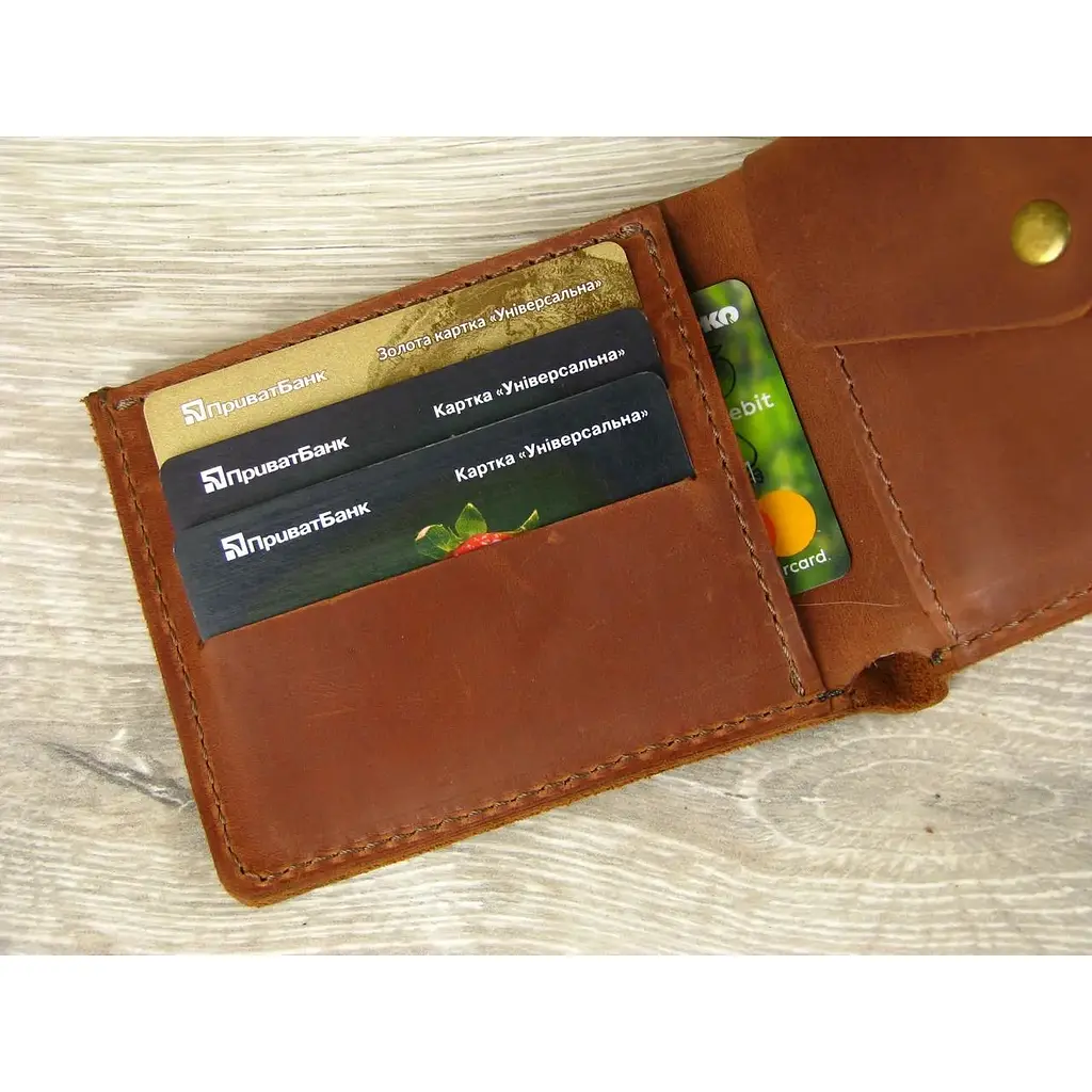 Женское портмоне GS кожаное коньячное - фото 5