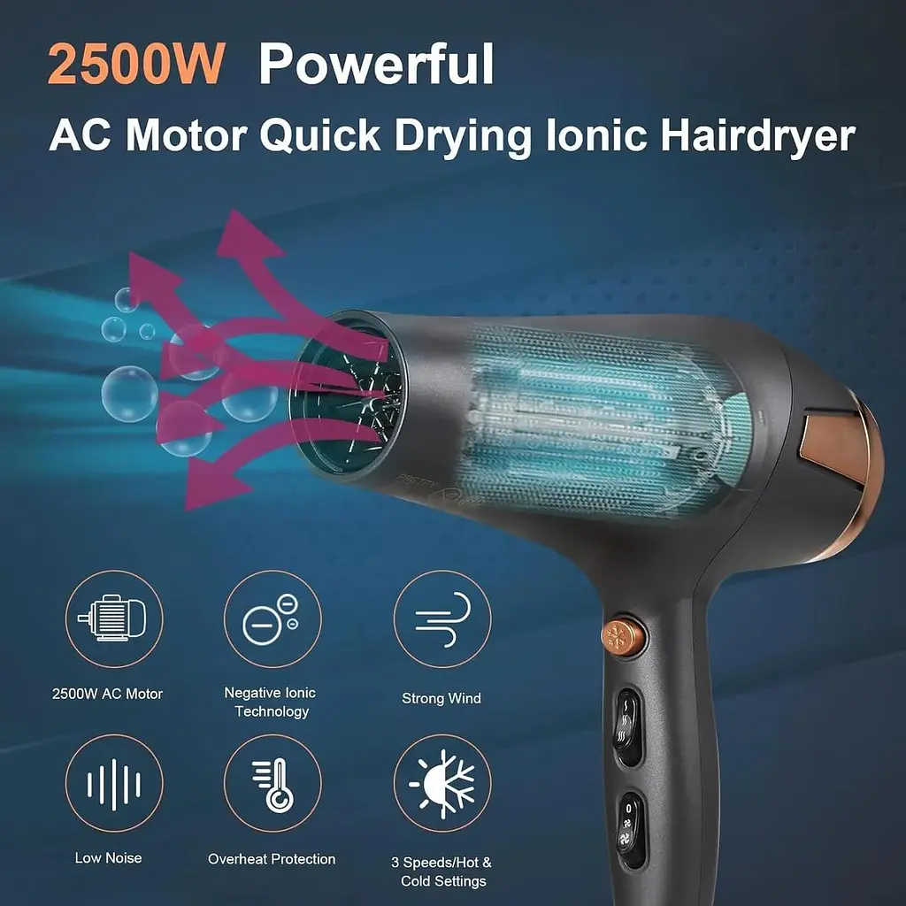 Фен Pretfy з дифузором 2500 Вт - фото 4