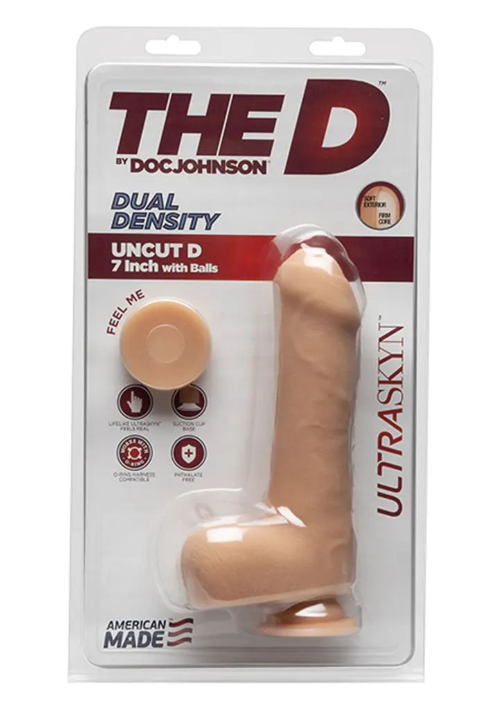 Фалоімітатор необрізаний Doc Johnson The Uncut D 7 Inch With Balls, 17.8х4.5 см (тілесний) - фото 2