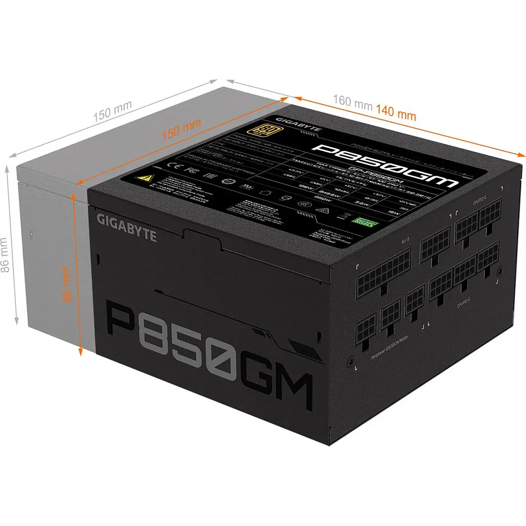 Блок живлення Gigabyte P850GM 850W (GP-P850GM) [93745] - фото 9