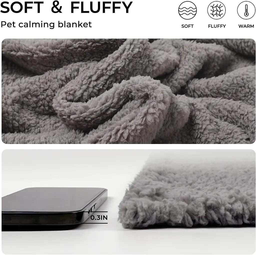 Ковдра для тварин Derby Calming Blankets Fluffy Premium Fleece сірий 80х100 см - фото 5