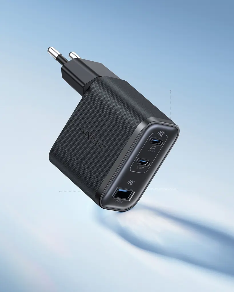 Мережевий зарядний пристрій Anker Charger - 70W, 2xUSB-C PD & 1xUSB-A Black (7235834) - фото 2