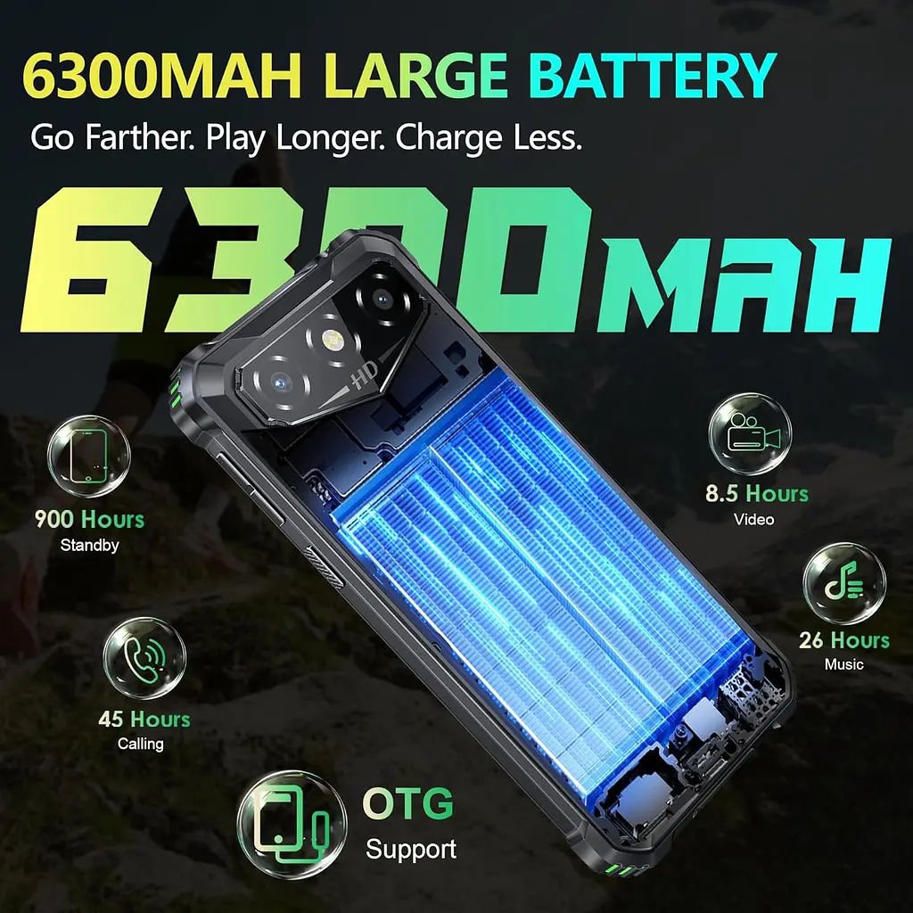 Смартфон Oukitel G3 6` HD+ /4GB/128GB T310 /6300mAh /13+5Мп/ IP69K/Black - фото 5