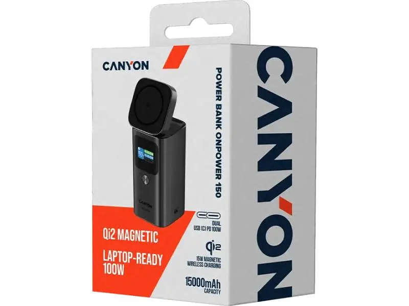 Зовнішній акумулятор (Power Bank) Canyon OnPower 150 Qi2 Magnetic (CNS-CPB150DG) - фото 8