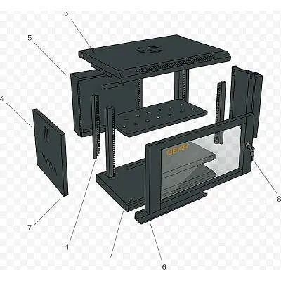 Шафа настінна GEAR 12U 19 600x450x650 мм, + Полиця 19, black (GWMSN-12U-600-450) - фото 3