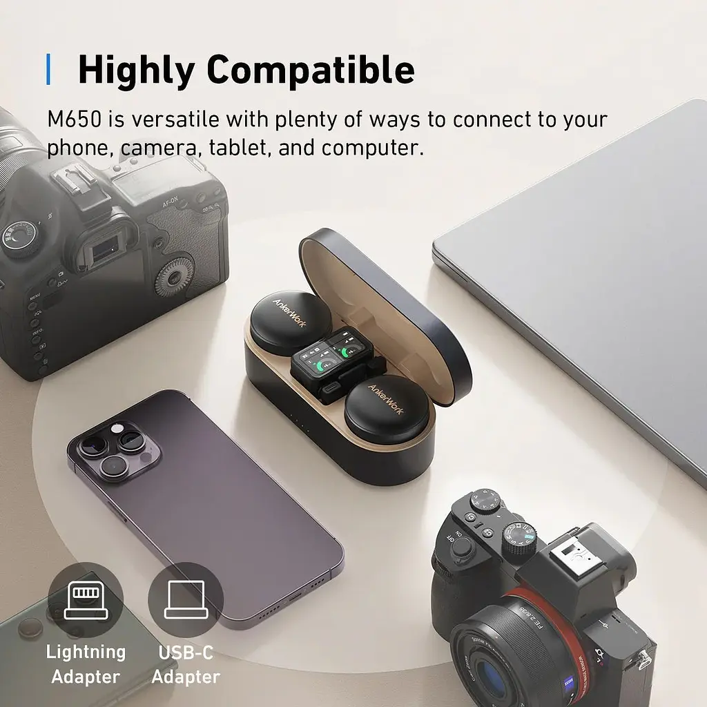 Мікрофонна радіосистема Anker AnkerWork M650 (2 TX + 1 RX) Combo Black [150884] - фото 8