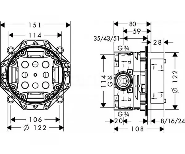 Прихована частина Hansgrohe Ibox Universal 01800180 - фото 2