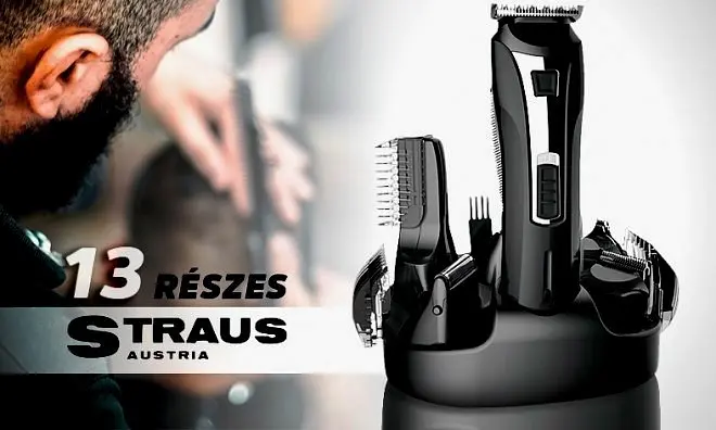 Универсальный аккумуляторный триммер Straus ST/GK-0610B 13в1 машинка для стрижки волос бороды Черный - фото 2
