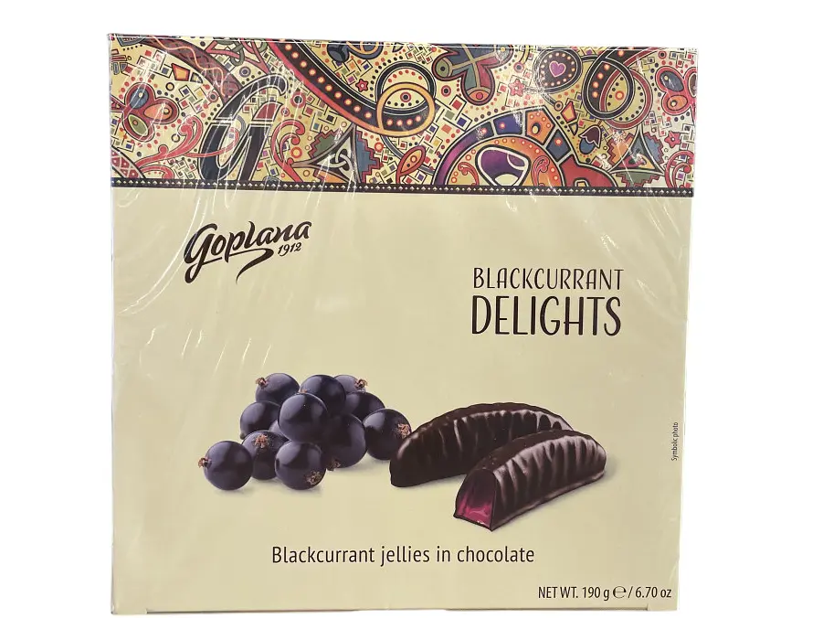 Мармелад Goplana Delights зі смаком чорної смородини в шоколаді 190 г (5900352014555)